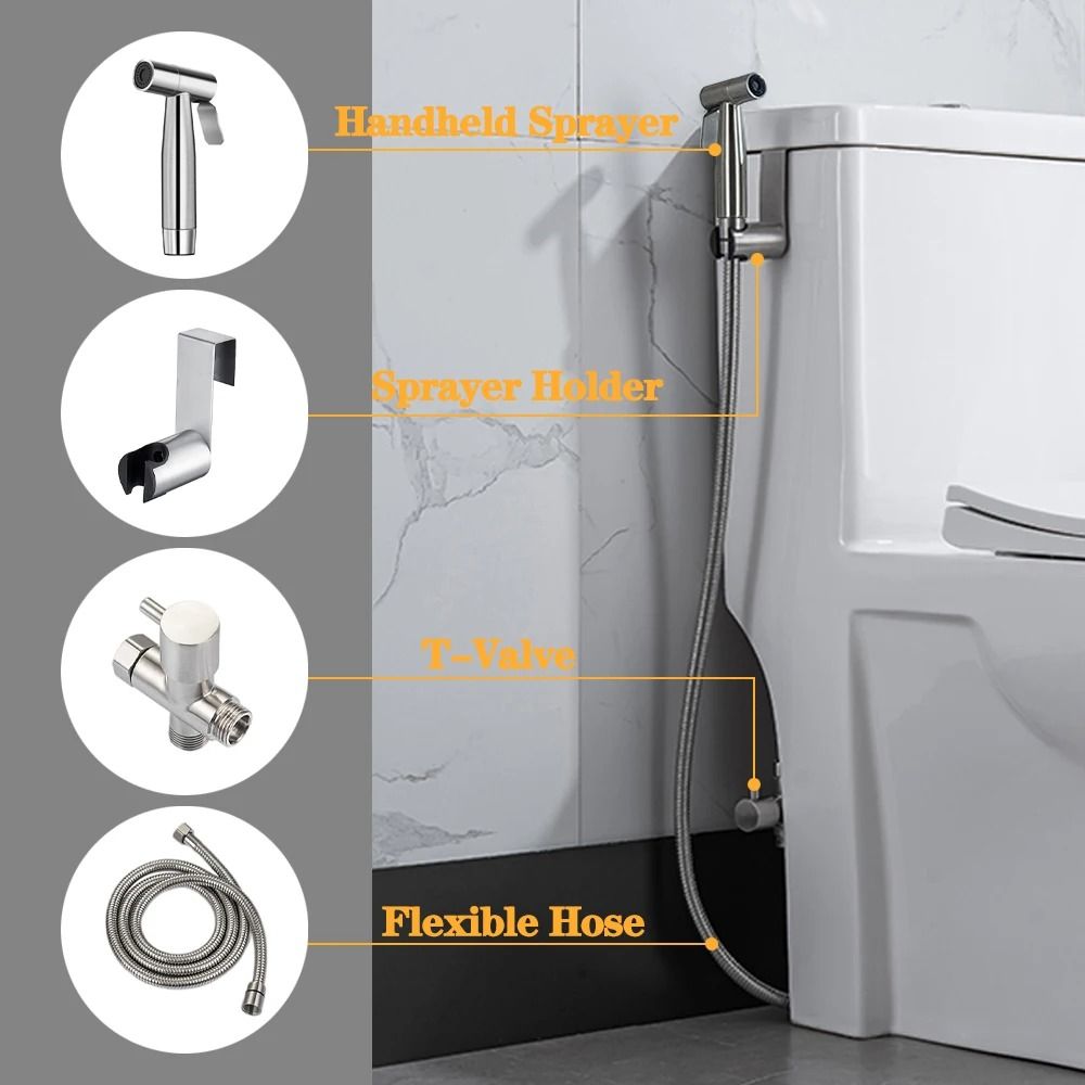 Stainless Steel Handheld Bidet Sprayer Kit For Bathroom With SelfCleaning Shower Head 3