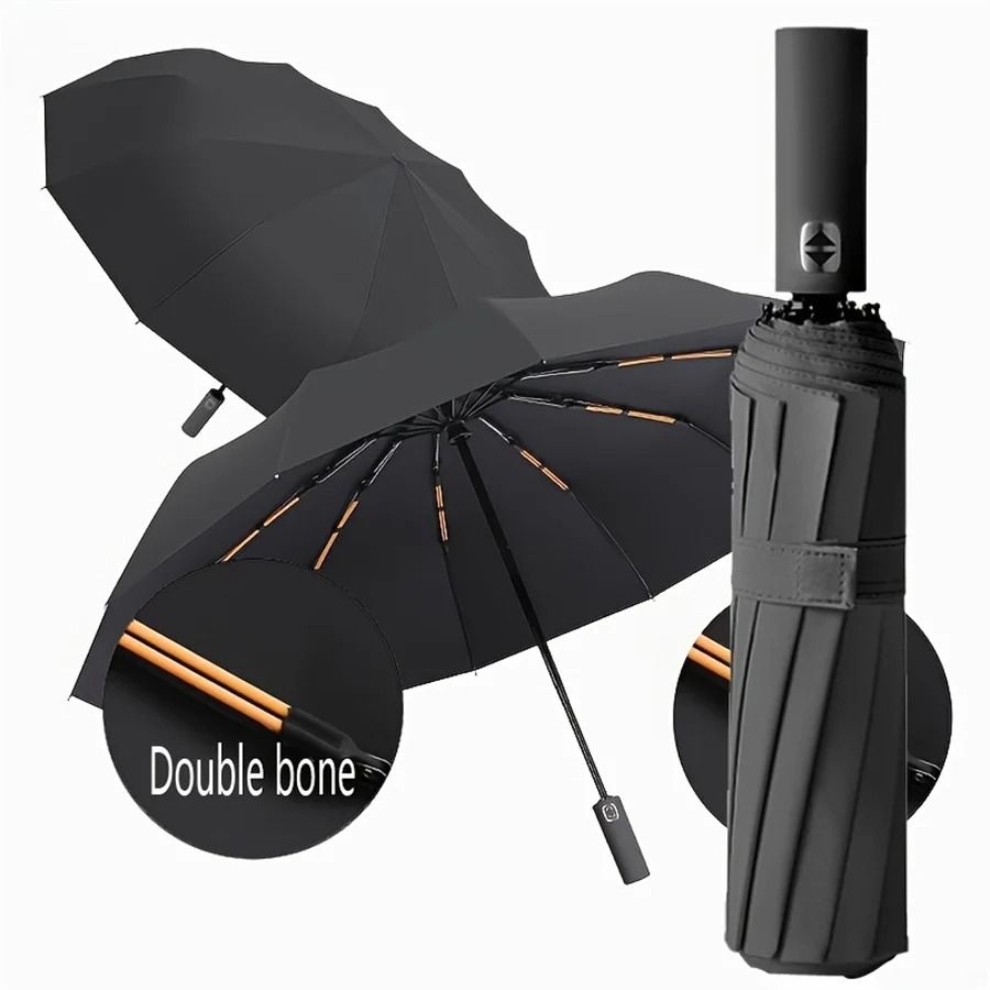 12 Bone Automatic Folding Umbrella UV Resistant Three Fold Durable Keel