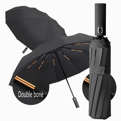 12 Bone Automatic Folding Umbrella UV Resistant Three Fold Durable Keel