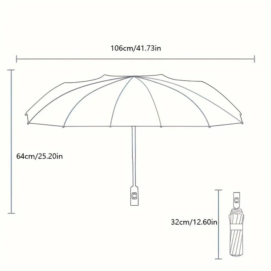 12 Bone Automatic Folding Umbrella UV Resistant Three Fold Durable Keel 1