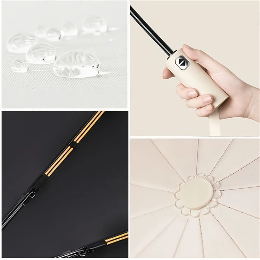12 Bone Automatic Folding Umbrella UV Resistant Three Fold Durable Keel 3