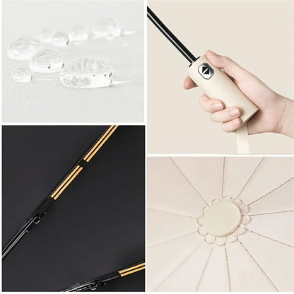 12 Bone Automatic Folding Umbrella UV Resistant Three Fold Durable Keel 3