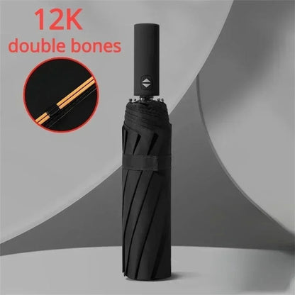 12 Bone Automatic Folding Umbrella UV Resistant Three Fold Durable Keel 6