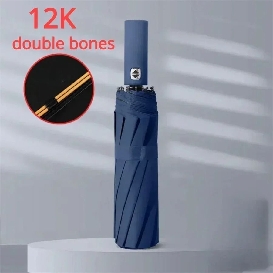 12 Bone Automatic Folding Umbrella UV Resistant Three Fold Durable Keel 7