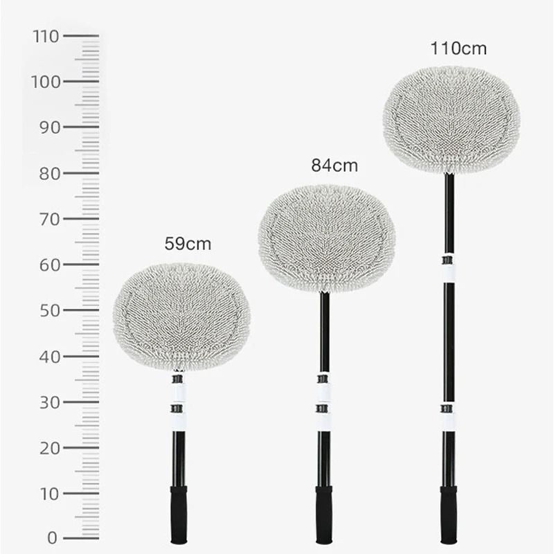 Telescopic Car Wash Brush With 15 Degree Bend And Rotating Chenille Mop Head 6
