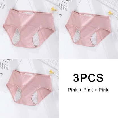 3 Pack Women Cotton Menstrual Briefs Leakproof High Absorption Postpartum Underwear 10