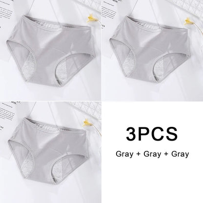 3 Pack Women Cotton Menstrual Briefs Leakproof High Absorption Postpartum Underwear 11