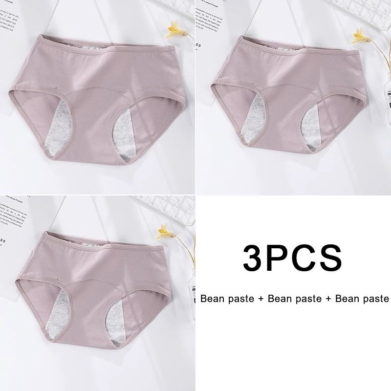 3 Pack Women Cotton Menstrual Briefs Leakproof High Absorption Postpartum Underwear 8
