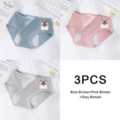 3 Pack Women Cotton Menstrual Briefs Leakproof High Absorption Postpartum Underwear 28