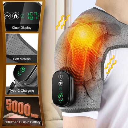 Electric Heated Shoulder Brace With Adjustable Heat And Massage Support Strap 2