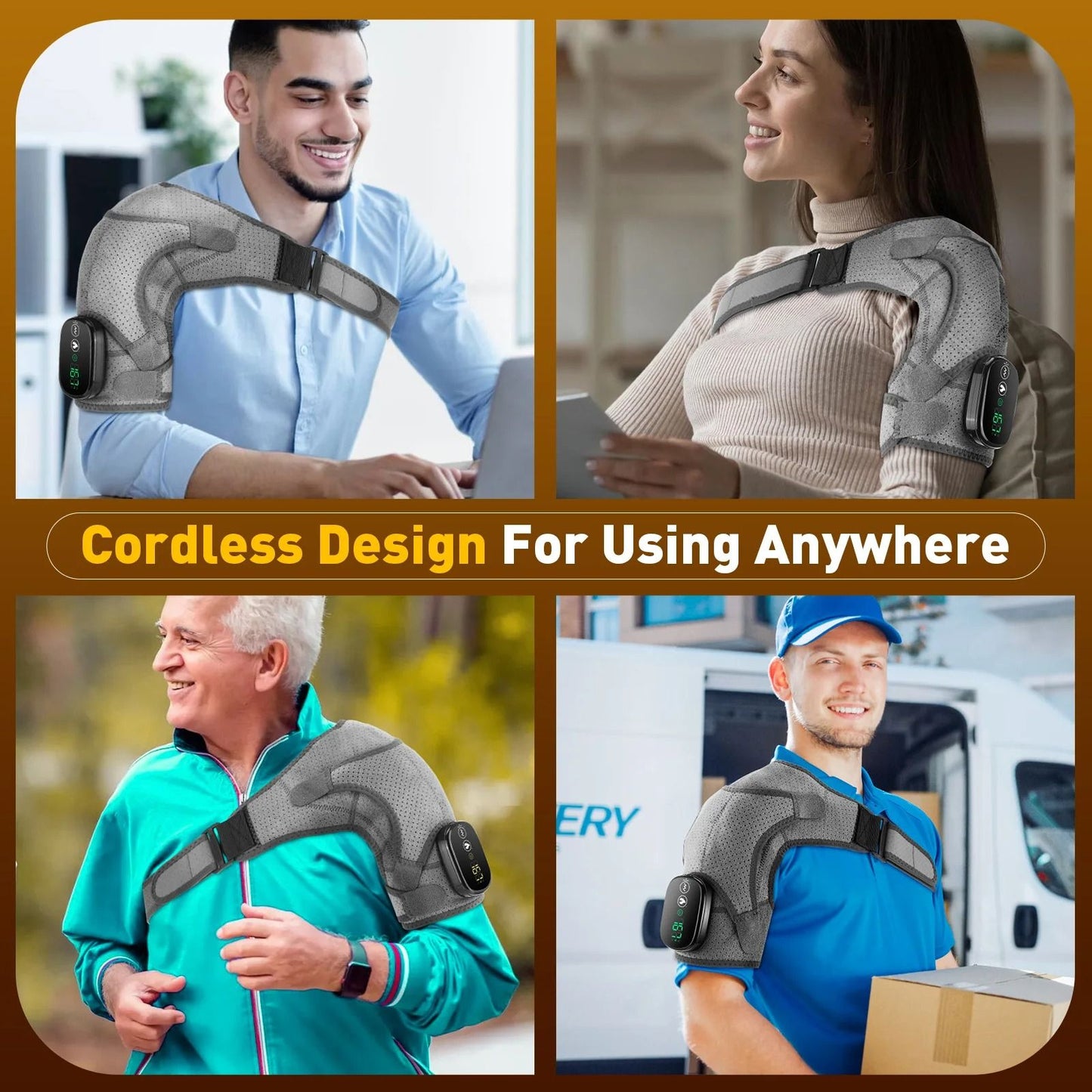 Electric Heated Shoulder Brace With Adjustable Heat And Massage Support Strap 3