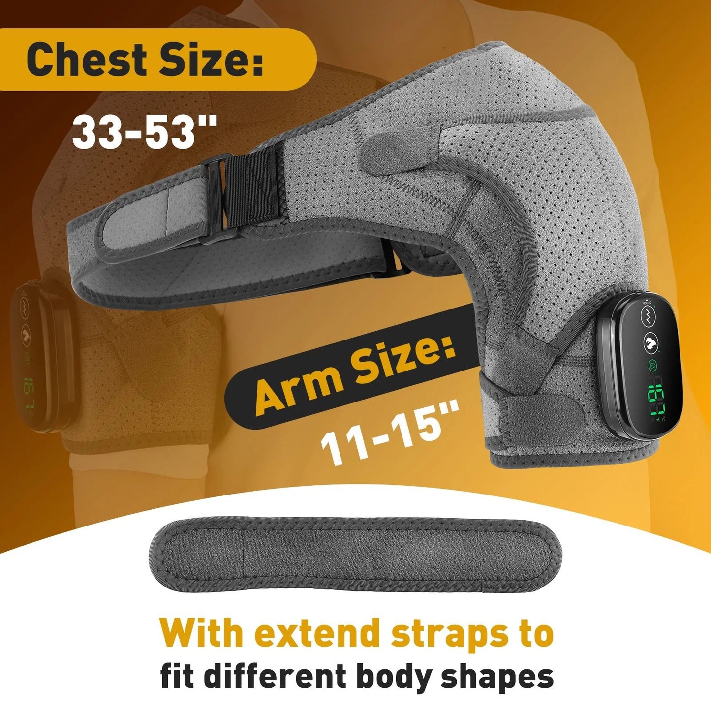 Electric Heated Shoulder Brace With Adjustable Heat And Massage Support Strap 4
