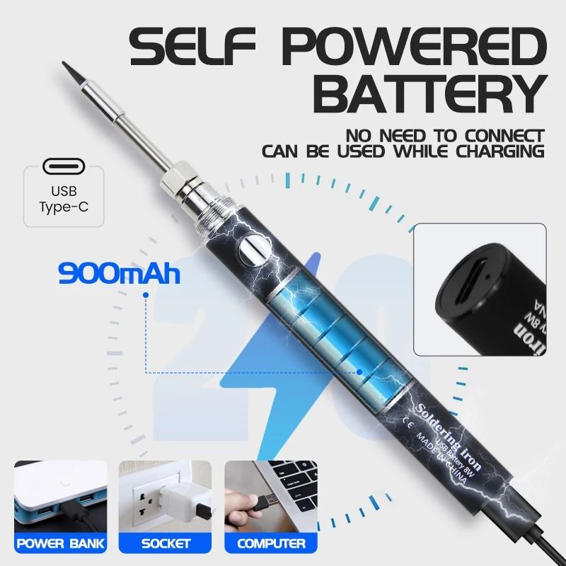 Cordless USB Soldering Iron Pen with 3 Tips