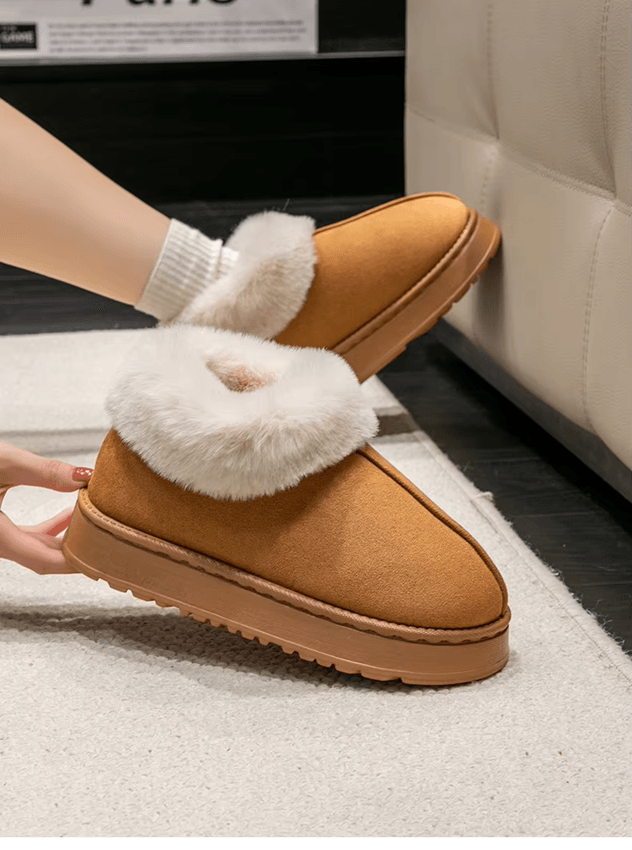 Womens Winter Snow Boots with Faux Fur Plush Lining and Indoor Outdoor Comfort