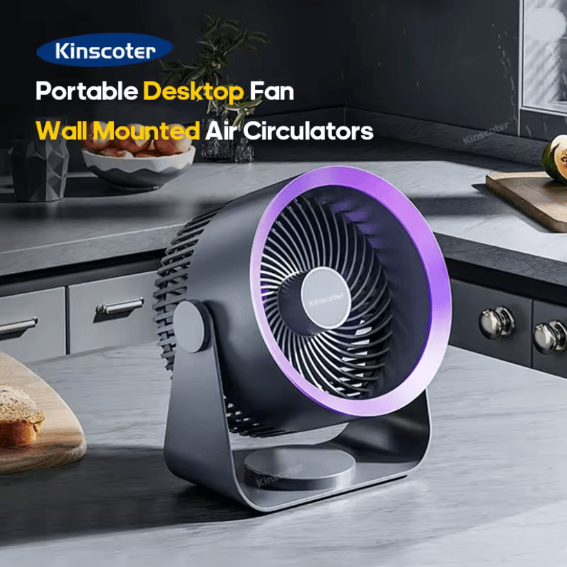 Portable Electric Fan with Wireless Circulator for Home Desktop Wall or Ceiling Use