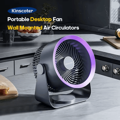 Portable Electric Fan with Wireless Circulator for Home Desktop Wall or Ceiling Use