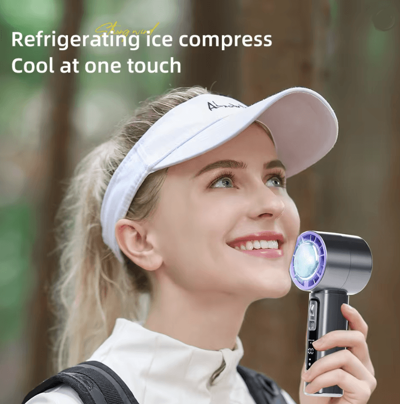 Portable Handheld Fan With Semiconductor Cooling USB Rechargeable 4000mAh Battery 2