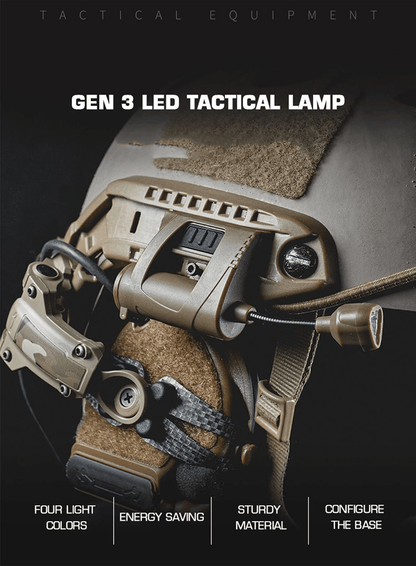 Tactical Helmet Light with 3 Mode LED Flashlight for Hunting Cycling and Outdoor Night Use