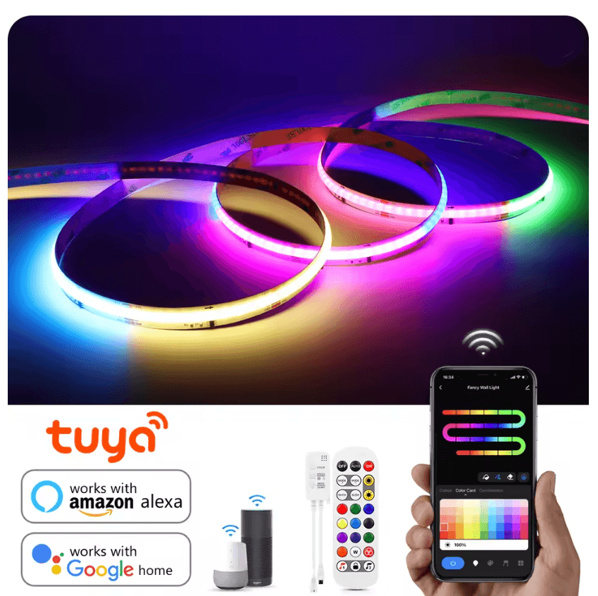Smart WiFi RGB LED Strip Lights with APP Control and Voice Compatibility