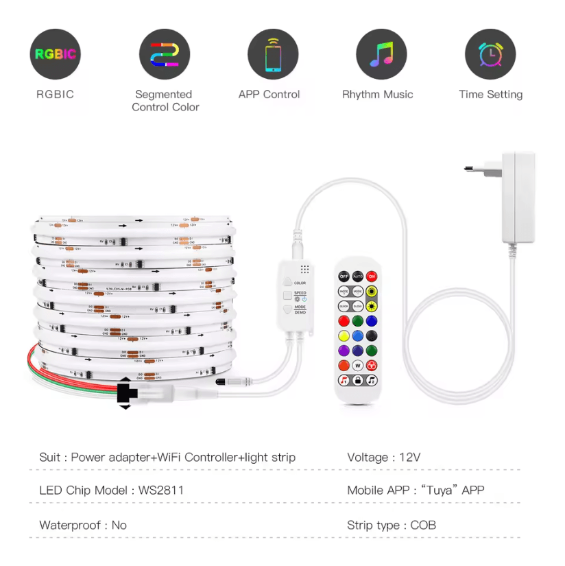 Smart WiFi RGB LED Strip Lights With APP Control And Voice Compatibility 1