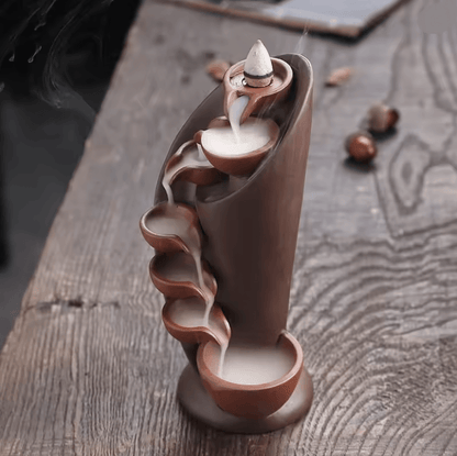 Handmade Ceramic Waterfall Incense Burner Torch Design For Relaxation And Home Decor 1