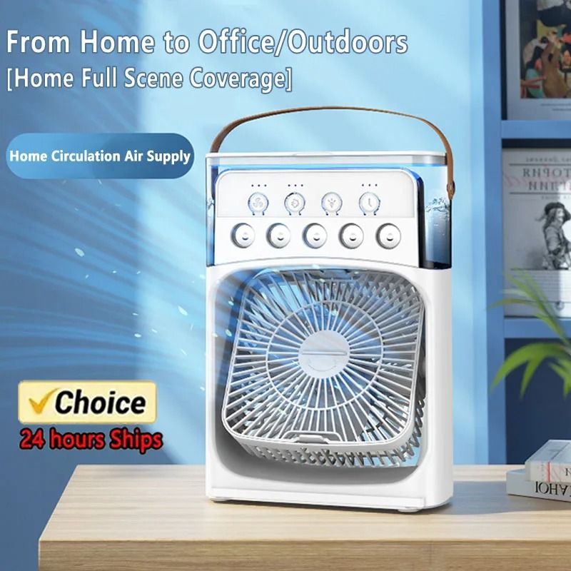 3 In 1 Portable Air Conditioner Fan Humidifier and LED Night Light for Home and Office
