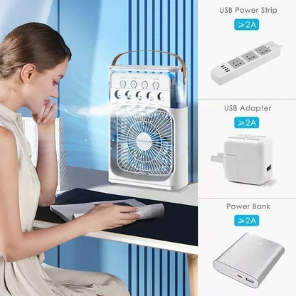 3 In 1 Portable Air Conditioner Fan Humidifier And LED Night Light For Home And Office 2