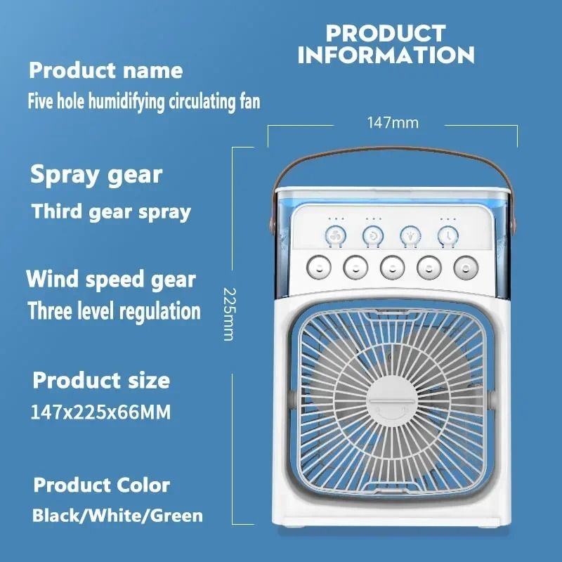 3 In 1 Portable Air Conditioner Fan Humidifier And LED Night Light For Home And Office 5