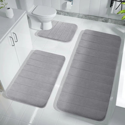 Super Absorbent Memory Foam Bath Mat Set Non Slip Bathroom Rug And Shower Room Doormat 1