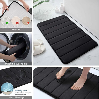 Super Absorbent Memory Foam Bath Mat Set Non Slip Bathroom Rug And Shower Room Doormat 4