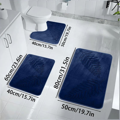 3 Piece Bath Mat Set Nonslip Quick Dry Soft Water Absorbent Machine Washable Bathroom Rugs 10