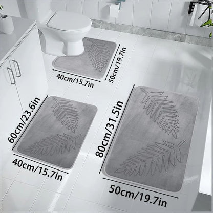3 Piece Bath Mat Set Nonslip Quick Dry Soft Water Absorbent Machine Washable Bathroom Rugs 6