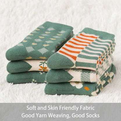Women Autumn Winter Cartoon Pattern Thick Warm Socks 6 Pairs 3