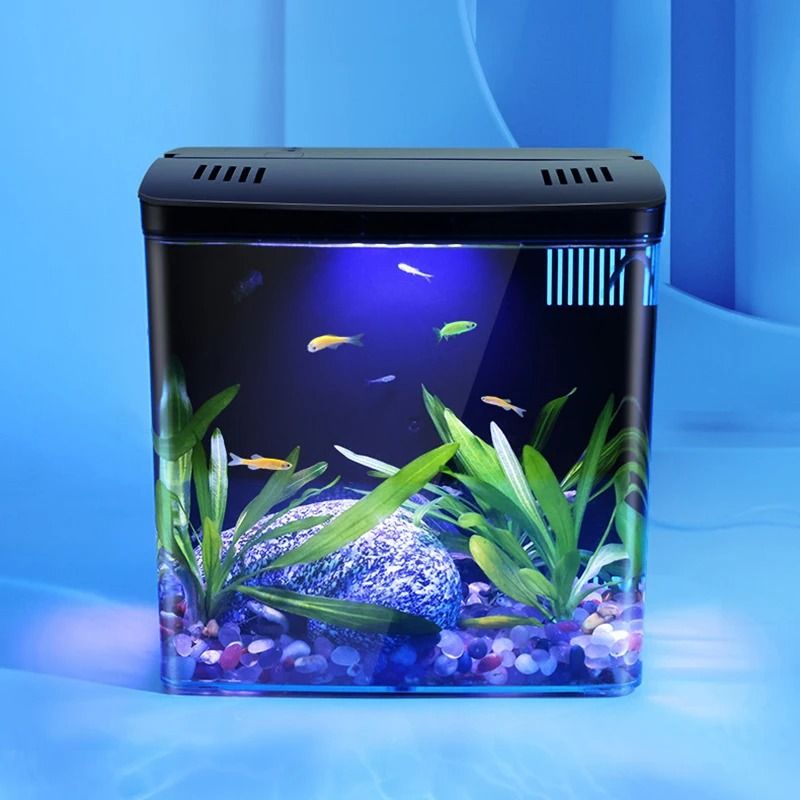 Fish Tank Living Room Small Mini Douyu Tank Household Tabletop Ecological Tank Self Circulating Back Filter Goldfish Tan