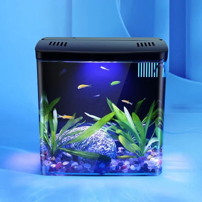 Fish Tank Living Room Small Mini Douyu Tank Household Tabletop Ecological Tank Self Circulating Back Filter Goldfish Tan