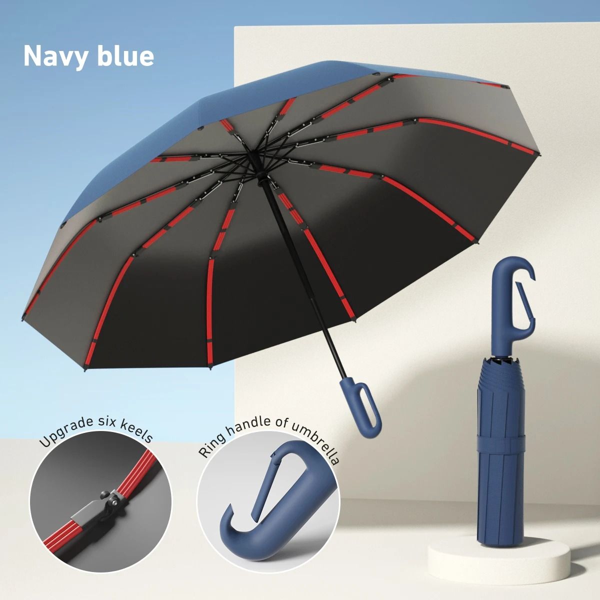 Fully Automatic Windproof Folding Umbrella  Portable Double Layer Design For Men And Women 21