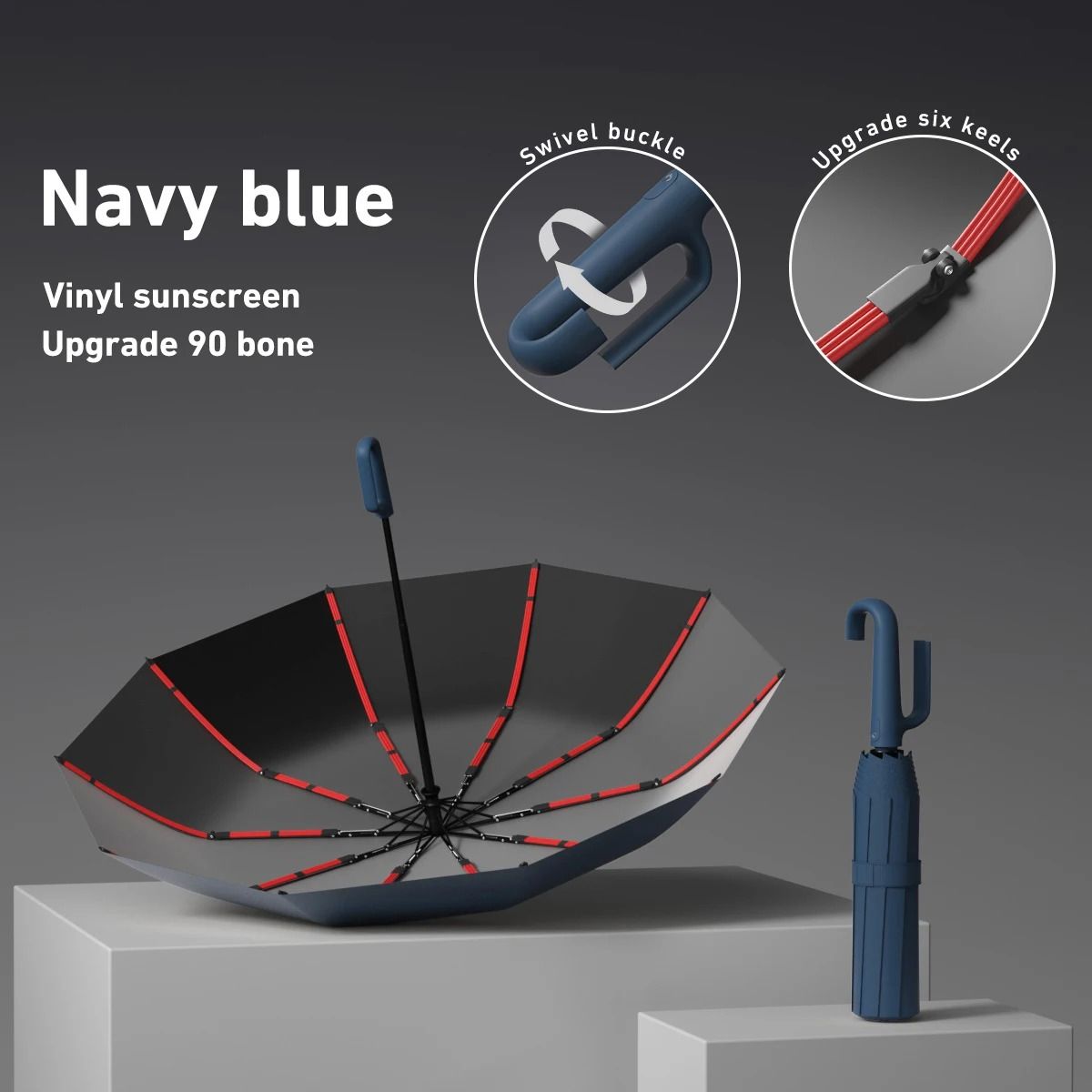 Fully Automatic Windproof Folding Umbrella  Portable Double Layer Design For Men And Women 24