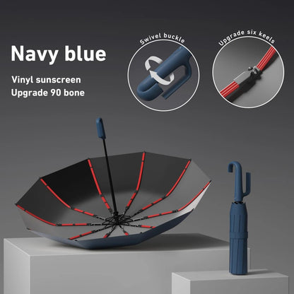 Fully Automatic Windproof Folding Umbrella  Portable Double Layer Design For Men And Women 24