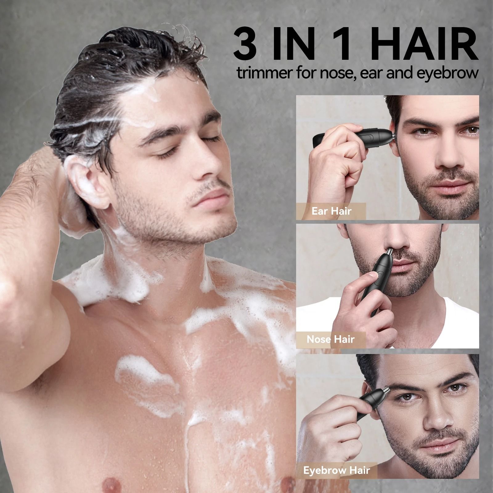 Rechargeable Nose Hair Trimmer 360 Dual Blade Painless Electric Groomer For Men 2