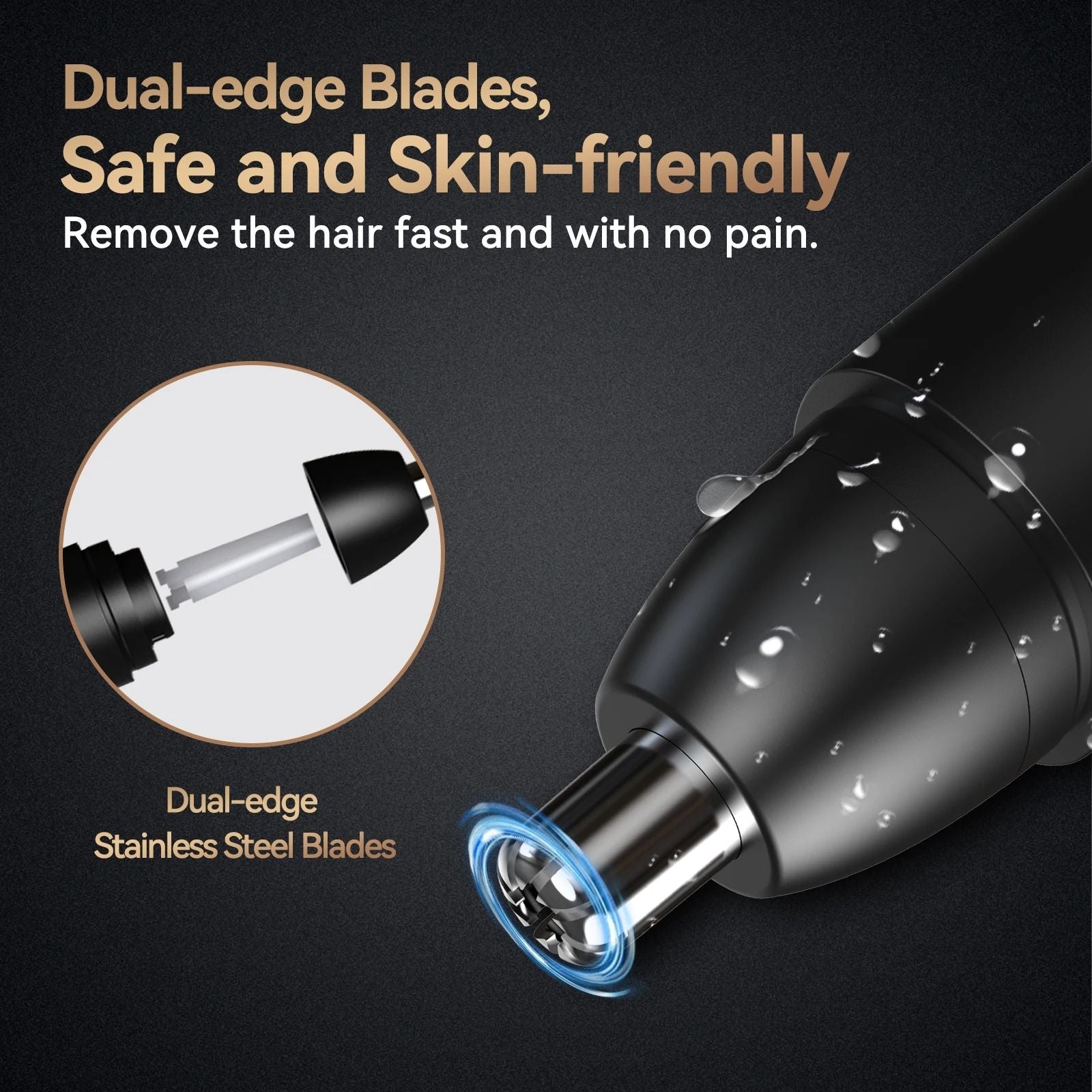 Rechargeable Nose Hair Trimmer 360 Dual Blade Painless Electric Groomer For Men 3