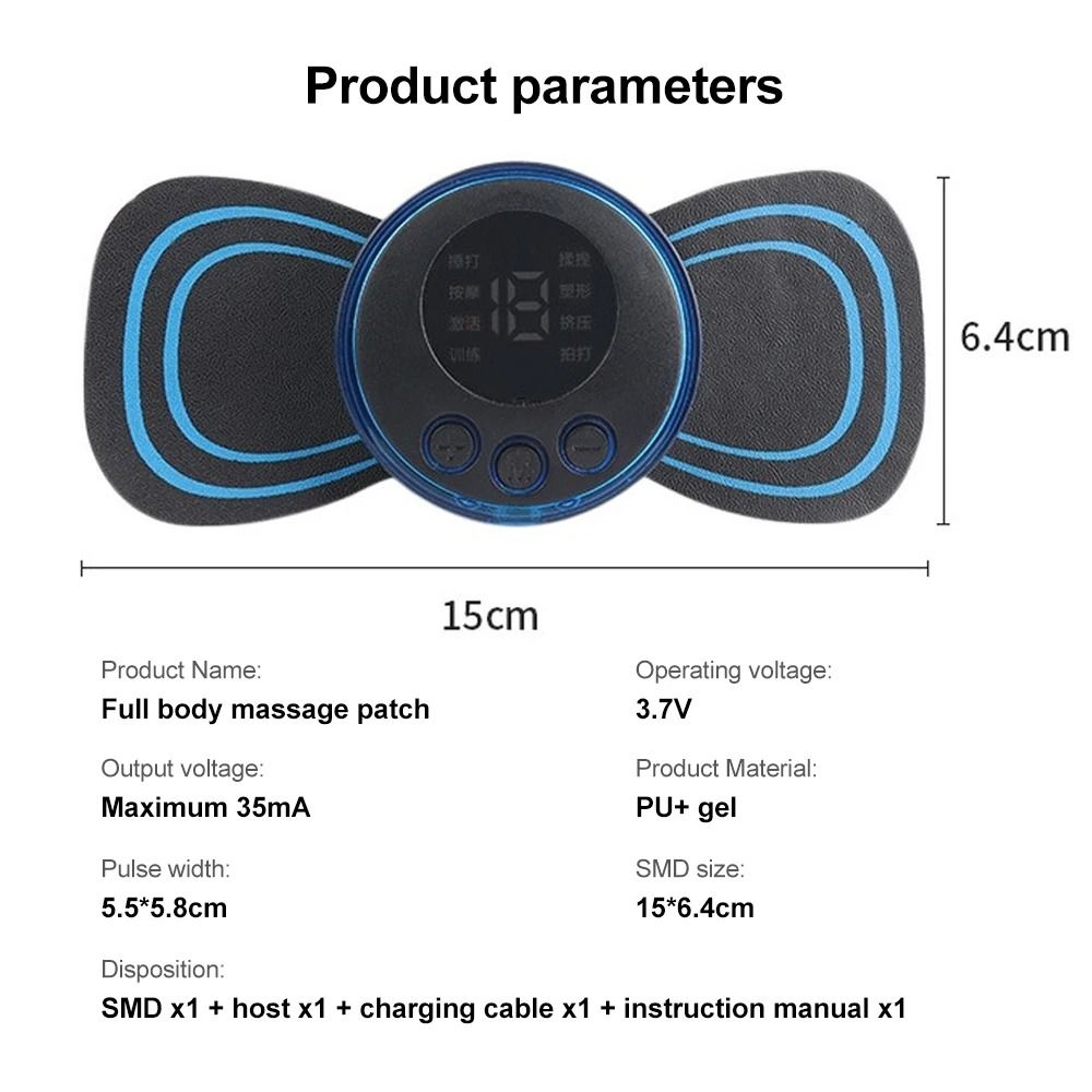 Mini Electric Neck Massager EMS Cervical And Back Muscle Relaxation Patch With 8 Modes 6