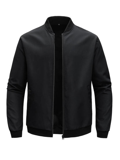 Mens Casual Baseball Collar Jacket  Lightweight Solid Color Business And Streetwear Coat 1