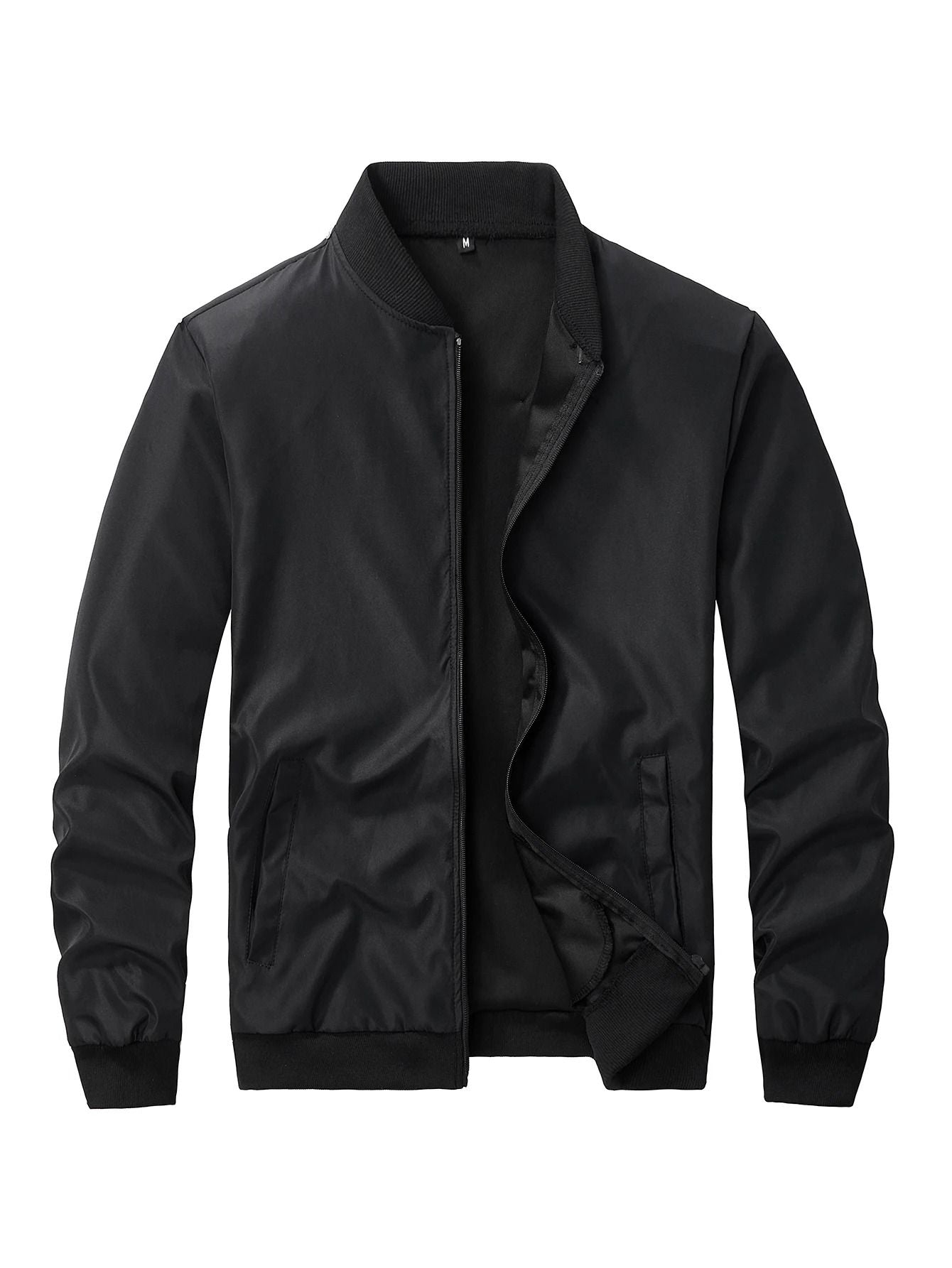 Mens Casual Baseball Collar Jacket  Lightweight Solid Color Business And Streetwear Coat 3