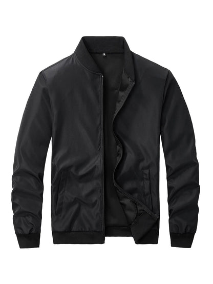Mens Casual Baseball Collar Jacket  Lightweight Solid Color Business And Streetwear Coat 3