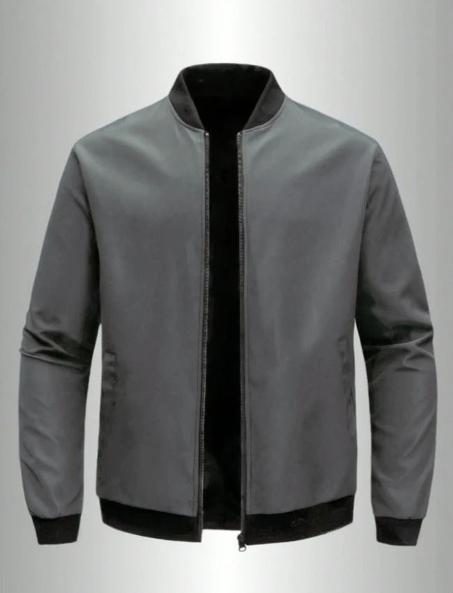 Mens Casual Baseball Collar Jacket  Lightweight Solid Color Business And Streetwear Coat 7