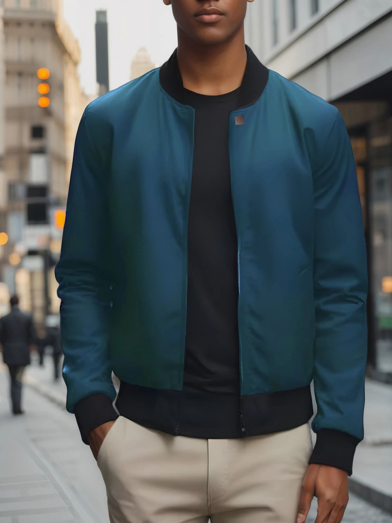 Mens Casual Baseball Collar Jacket  Lightweight Solid Color Business And Streetwear Coat 13
