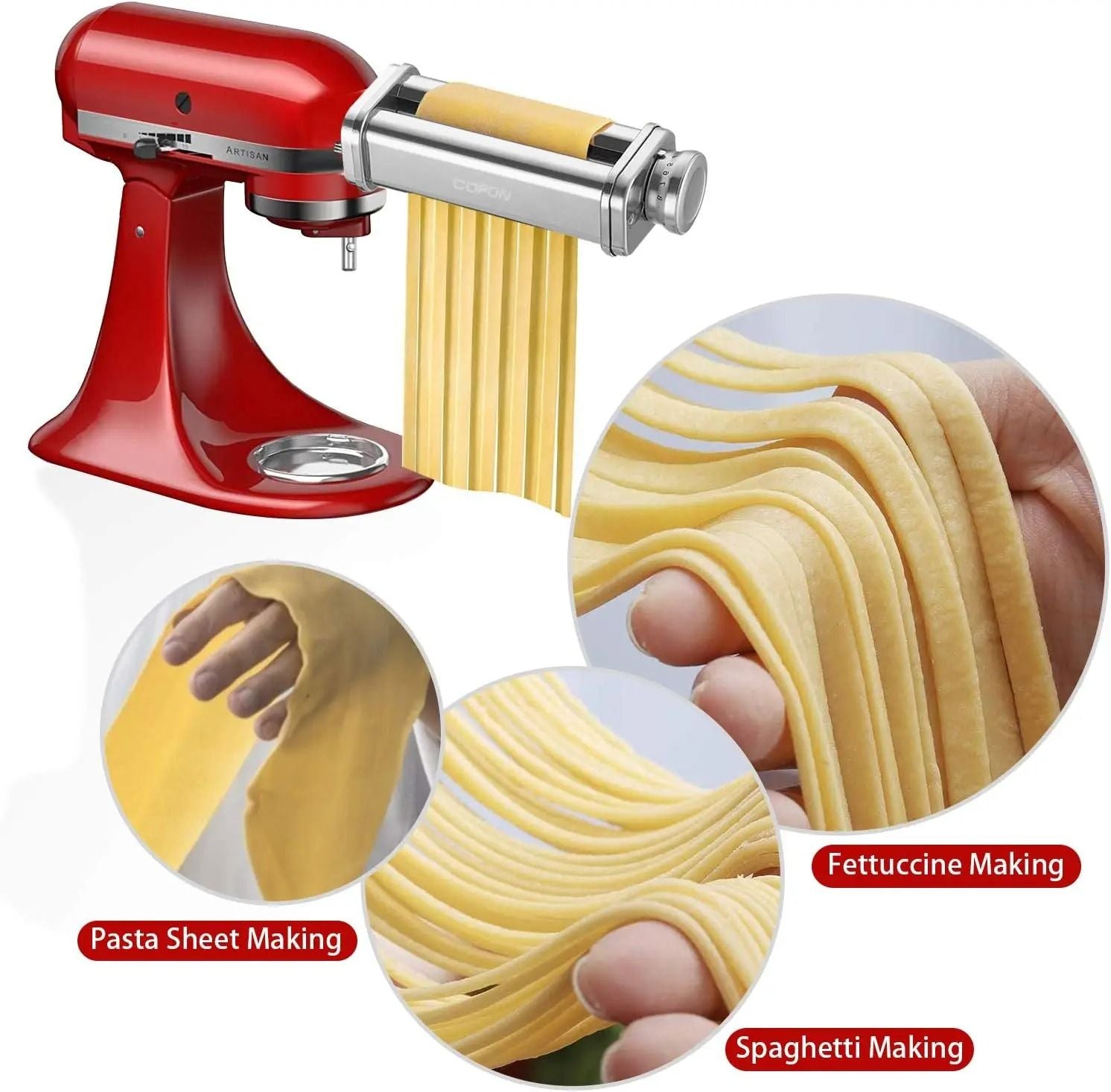 Pasta Attachment For KitchenAid Mixer  Stainless Steel Pasta Roller And Cutter For Spaghetti And Fe 1
