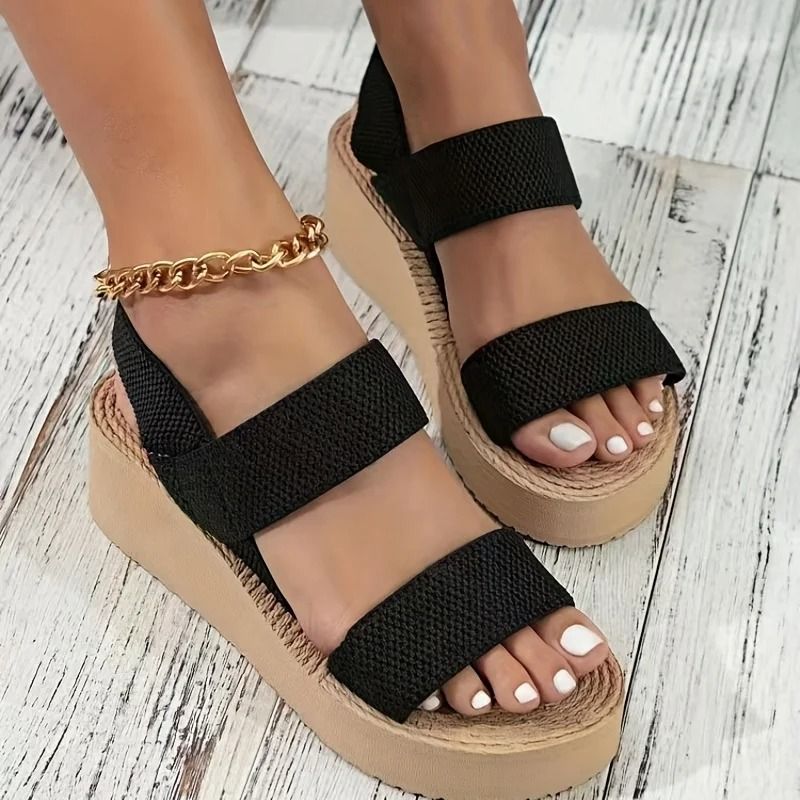 Minimalist Wedge Sandals Open Toe Platform Casual Slingback Sandals For Women 2