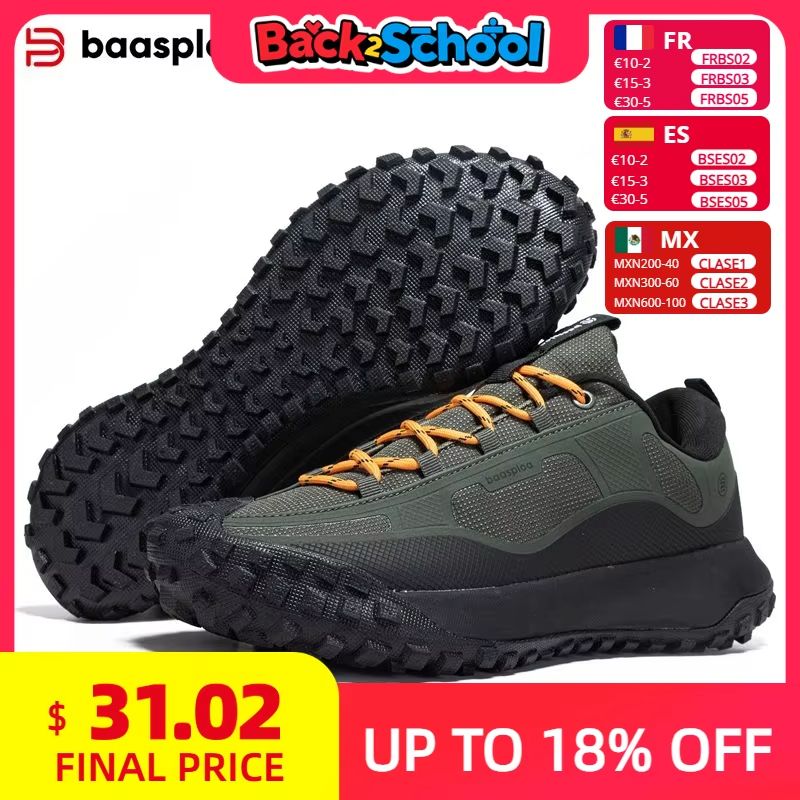 Baasploa Men's Anti-Splash Hiking & Outdoor Sneakers – Non-Slip Wear-Resistant Shoes