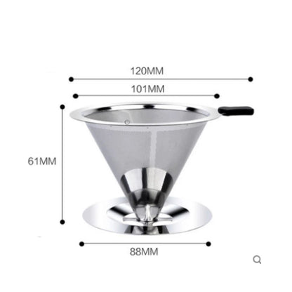 Reusable Coffee Filter Holder Double Layer Stainless Steel Coffee Tea Strainer 8